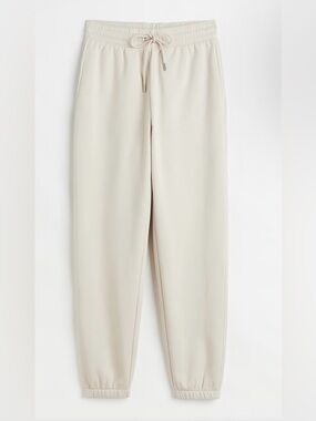 H&M Cotton Blend Light Beige Drawstring Waist Sweatpants